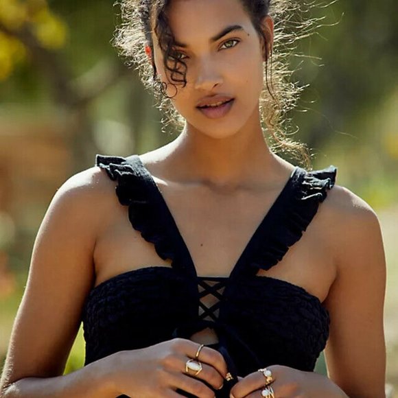 Free People Somewhere Tropical Mini Dress Black M - Picture 3 of 8